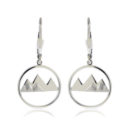 Sterling Silver 6 Peak Brushed Circle Mountain Dangle Earrings - Park City Jewelers