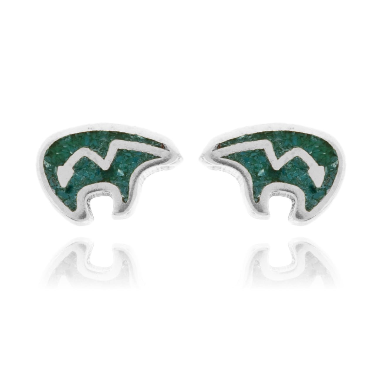 Sterling Silver Bear Fetish Crushed Turquoise Earrings - Park City Jewelers