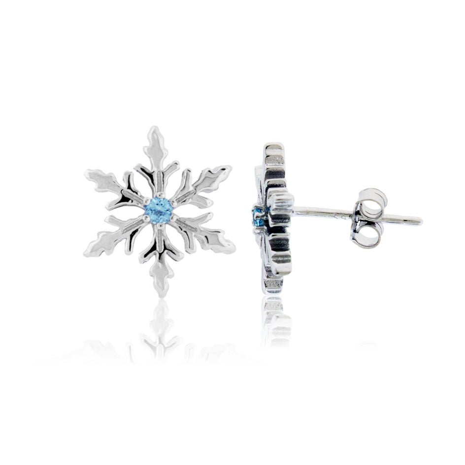 Sterling Silver Blue Topaz Snowflake Stud Earrings - Park City Jewelers