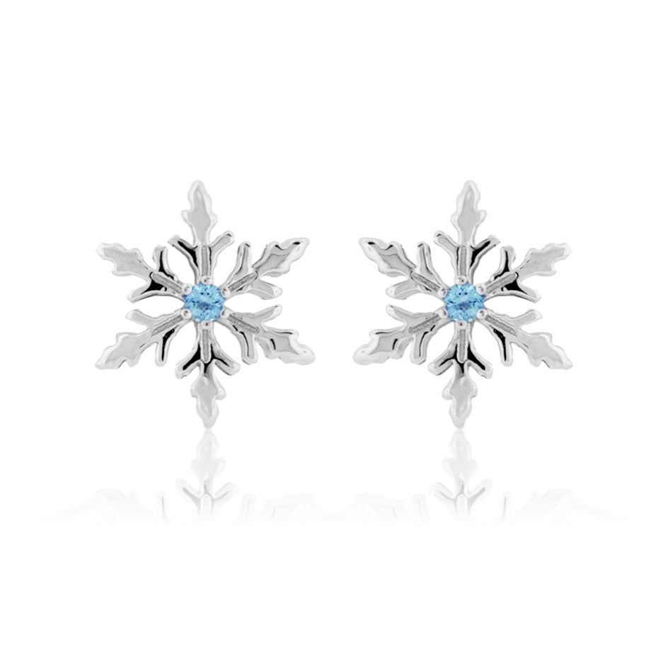 Sterling Silver Blue Topaz Snowflake Stud Earrings - Park City Jewelers
