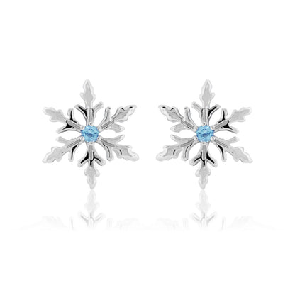 Sterling Silver Blue Topaz Snowflake Stud Earrings - Park City Jewelers