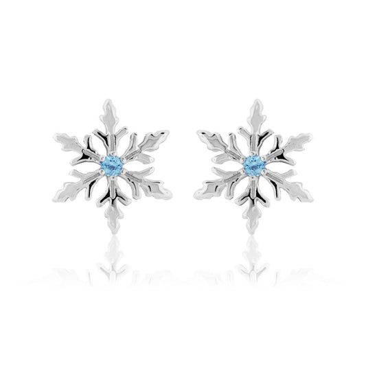 Sterling Silver Blue Topaz Snowflake Stud Earrings - Park City Jewelers