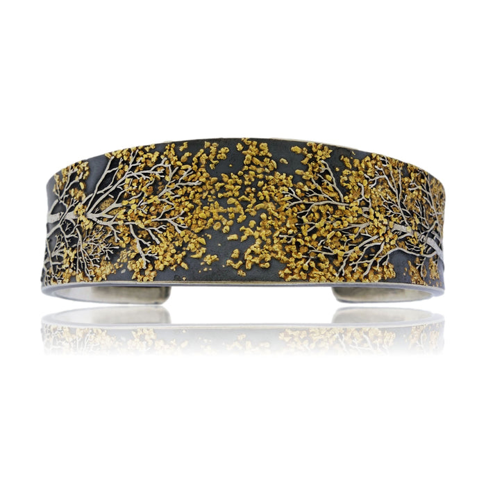 Sterling Silver & CA Gold Nugget Aspen Adorn Cuff Bracelet - Park City Jewelers