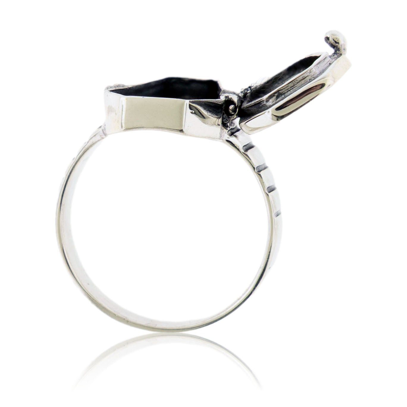 Sterling Silver Coffin Cross Poison Pill Ring - Park City Jewelers