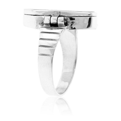 Sterling Silver Coffin Cross Poison Pill Ring - Park City Jewelers