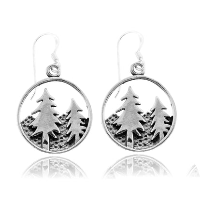 Sterling Silver Double Tree Mountain Earrings - Park City Jewelers