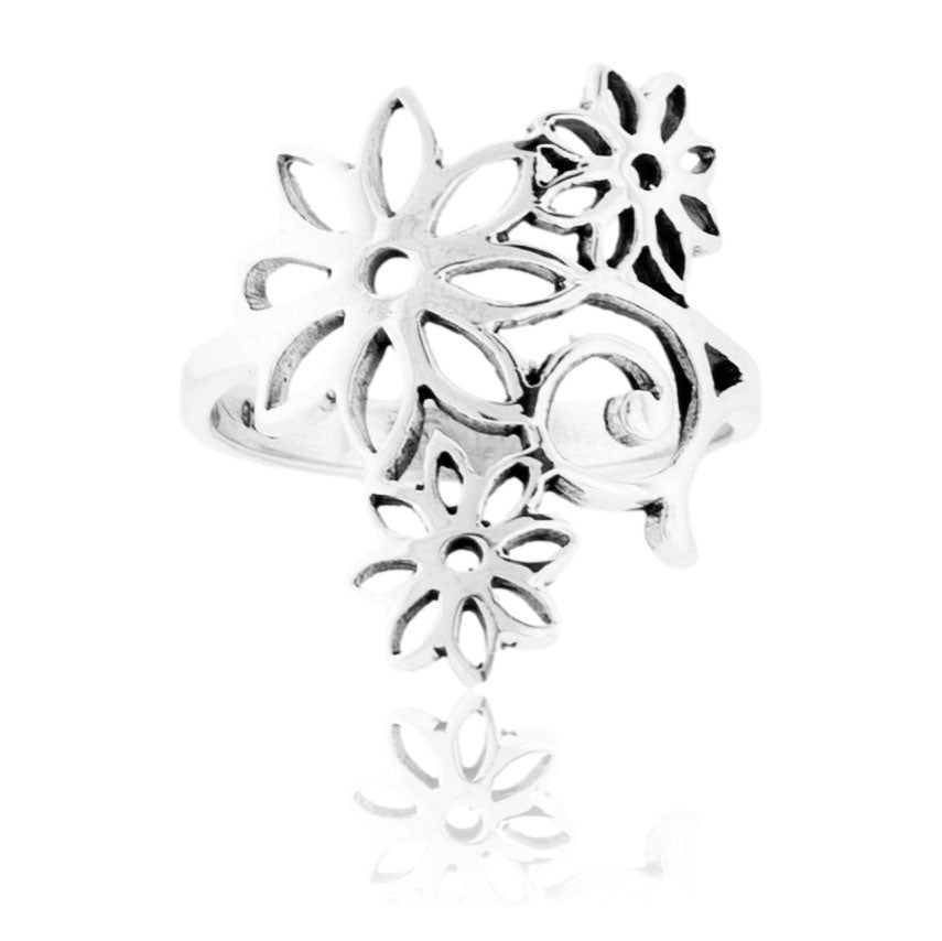 Sterling Silver Floral Pattern Ring - Park City Jewelers