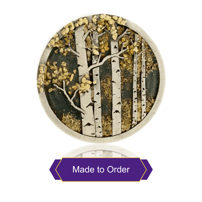 Sterling Silver & Gold Nugget Aspen Tree in Frame Ring - Park City Jewelers