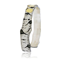 Sterling Silver Hand Carved Aspen Adorn Cuff Bracelet with Bi - Metal Leafs - Park City Jewelers