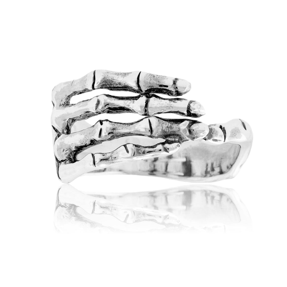 Sterling Silver Larger Skull Hand Ring - Park City Jewelers