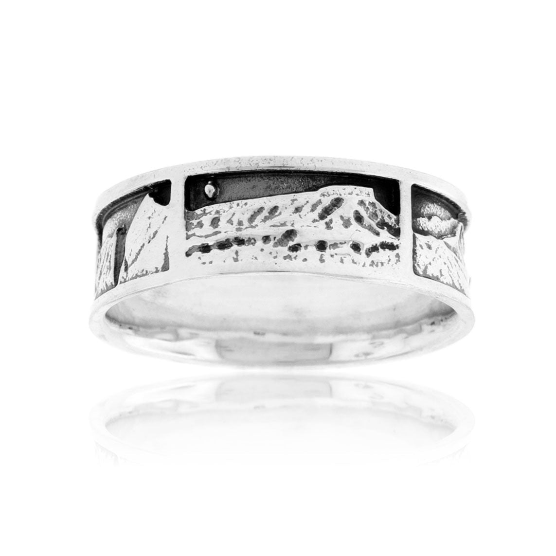 Sterling Silver Mountain Scene Section Band - Park City Jewelers