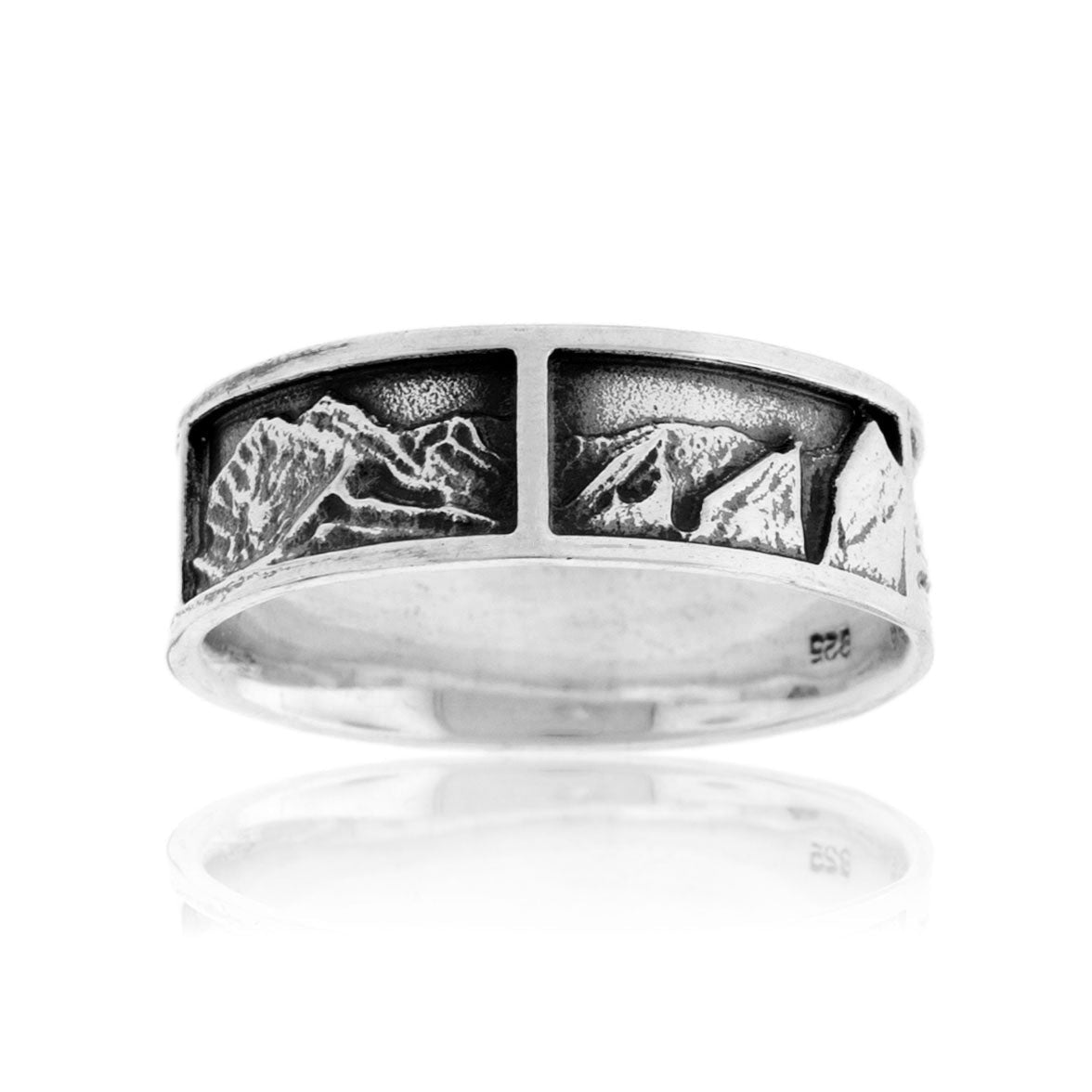Sterling Silver Mountain Scene Section Band - Park City Jewelers