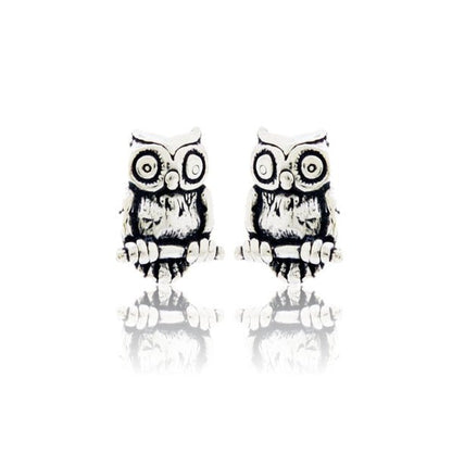 Sterling Silver Owl on Branch Stud Earrings - Park City Jewelers
