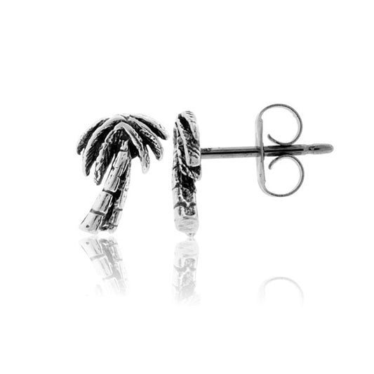 Sterling Silver Palm Tree Stud Earrings - Park City Jewelers