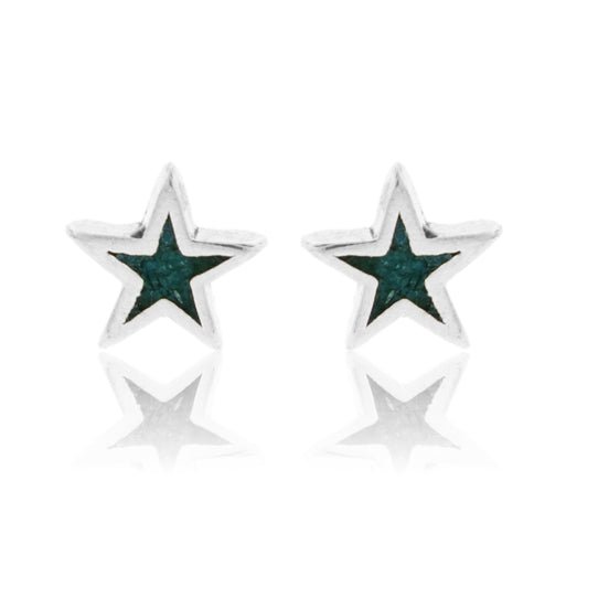 Sterling Silver Star w/Crushed Turquoise Post Earrings - Park City Jewelers