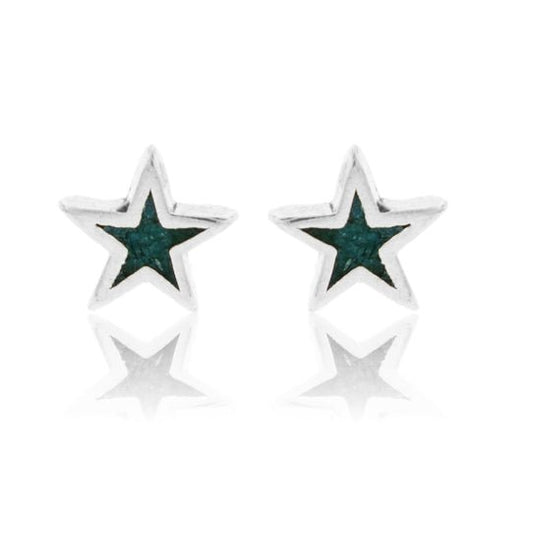 Sterling Silver Star w/Crushed Turquoise Post Earrings - Park City Jewelers