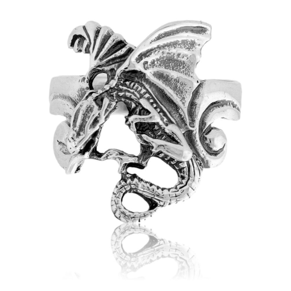 Sterling Silver Winged Dragon Ring - Park City Jewelers