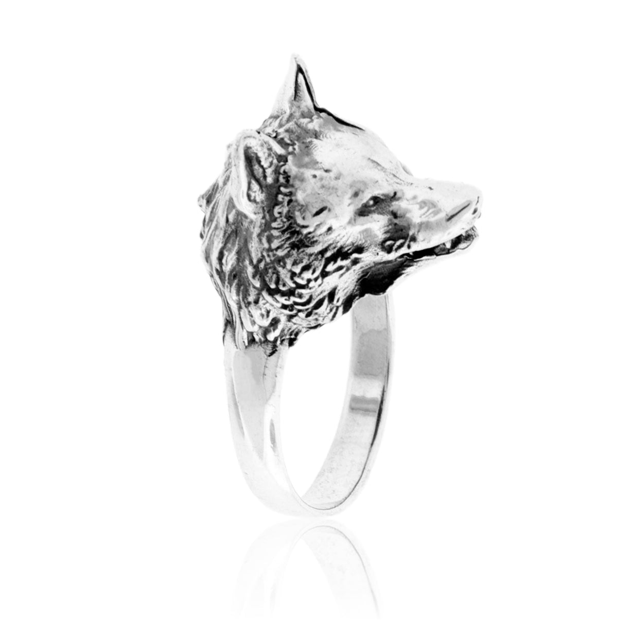 Sterling Silver Wolf Face Ring - Park City Jewelers
