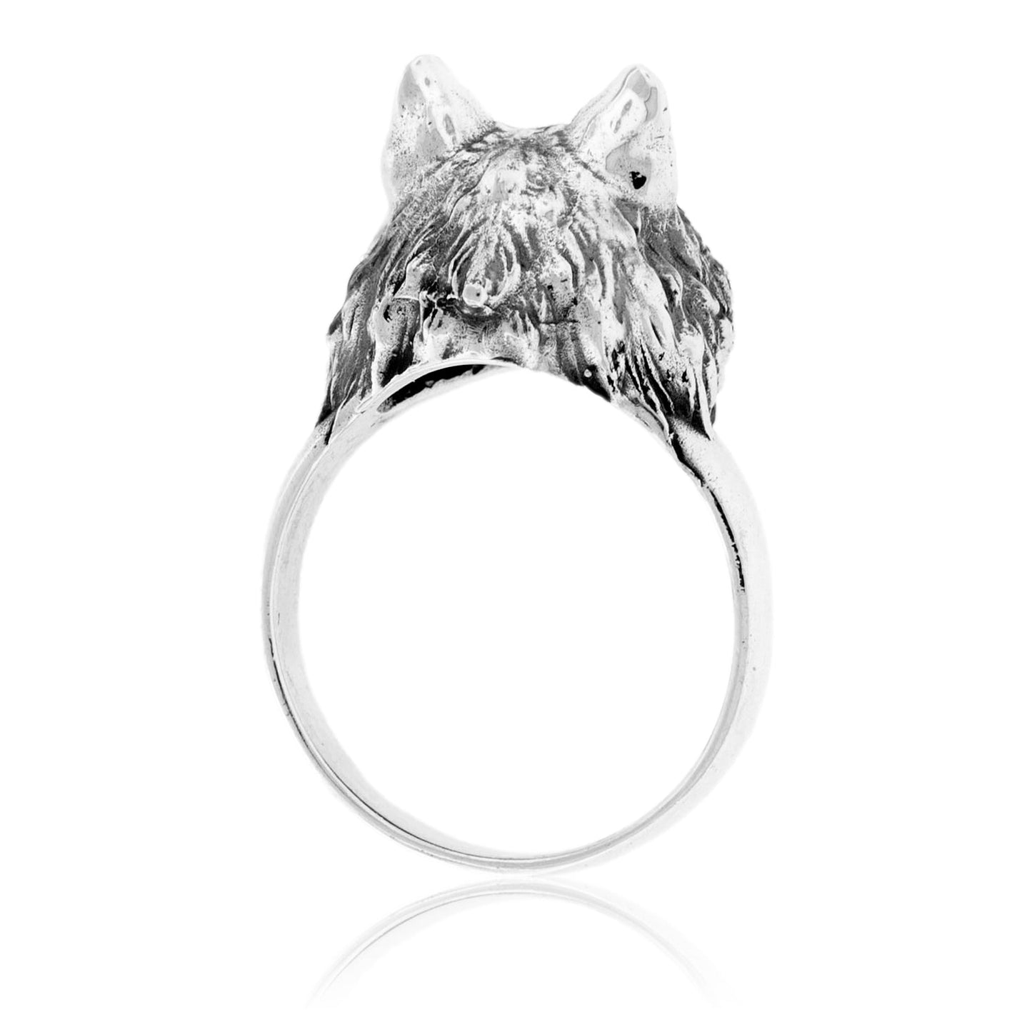 Sterling Silver Wolf Face Ring - Park City Jewelers