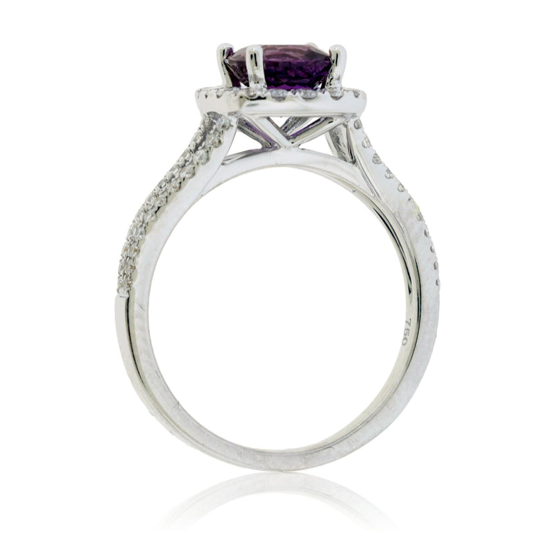 Stunning Purple Sapphire & Diamond Halo Ring - Park City Jewelers