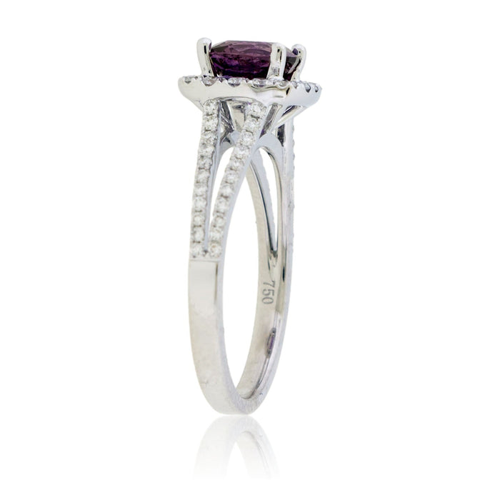 Stunning Purple Sapphire & Diamond Halo Ring - Park City Jewelers