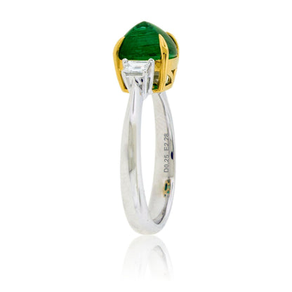 Sugar Loaf Emerald & Diamond Accented Ring - Park City Jewelers