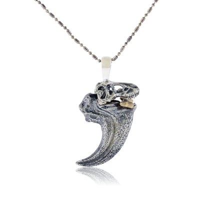 T Rex Claw with Dinosaur Skull & Gold Bone Accent Pendant - Park City Jewelers