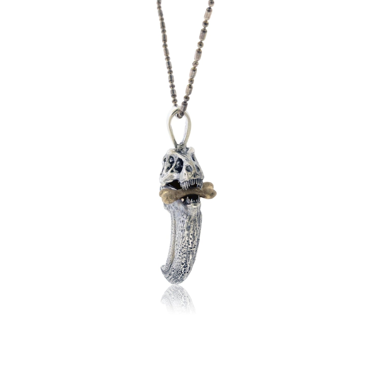 T Rex Claw with Dinosaur Skull & Gold Bone Accent Pendant - Park City Jewelers