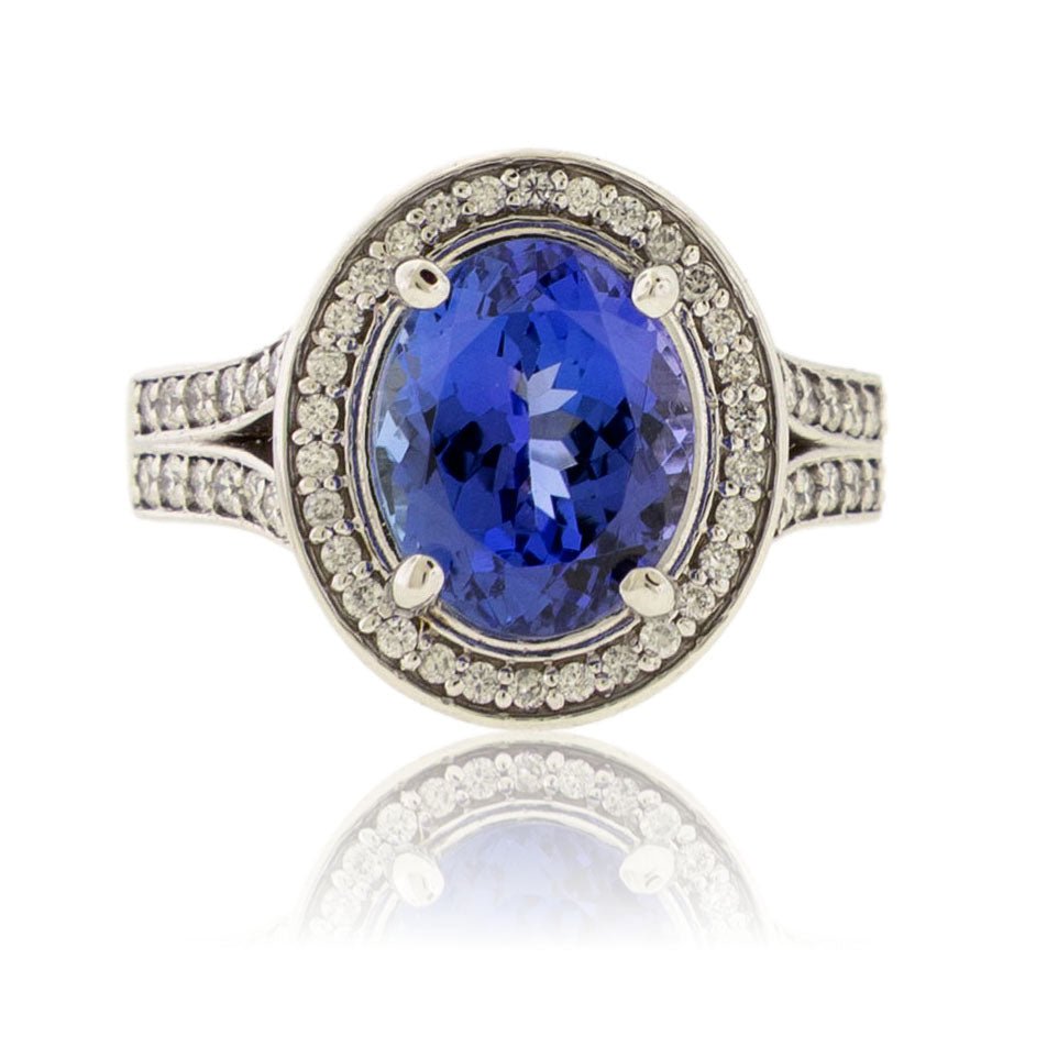 Tanzanite and Diamond Halo Accented Ring - Park City Jewelers