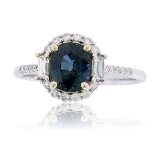 Teal Sapphire and Diamond Ring - Park City Jewelers