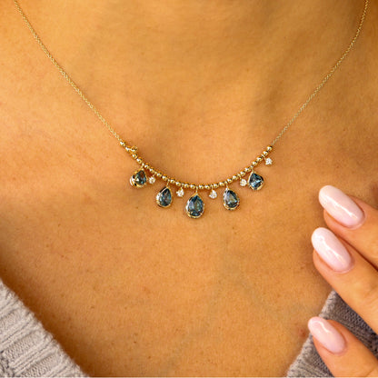 Tear Drop Montana Sapphire Drop Necklace - Park City Jewelers