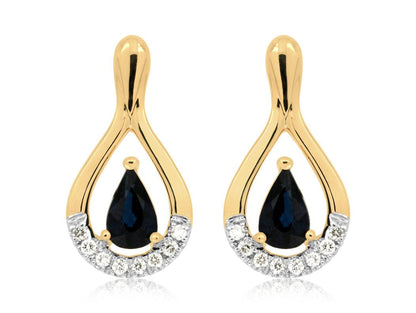 Teardrop Sapphire and Diamond Earrings - Park City Jewelers
