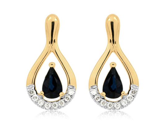 Teardrop Sapphire and Diamond Earrings - Park City Jewelers