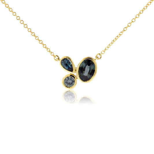 Three Montana Sapphire Bezel Pendant - Park City Jewelers