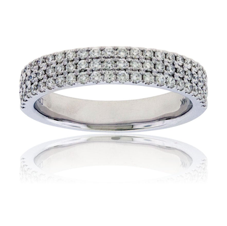 Three Row Diamond Pavé Yellow Gold Band - Park City Jewelers