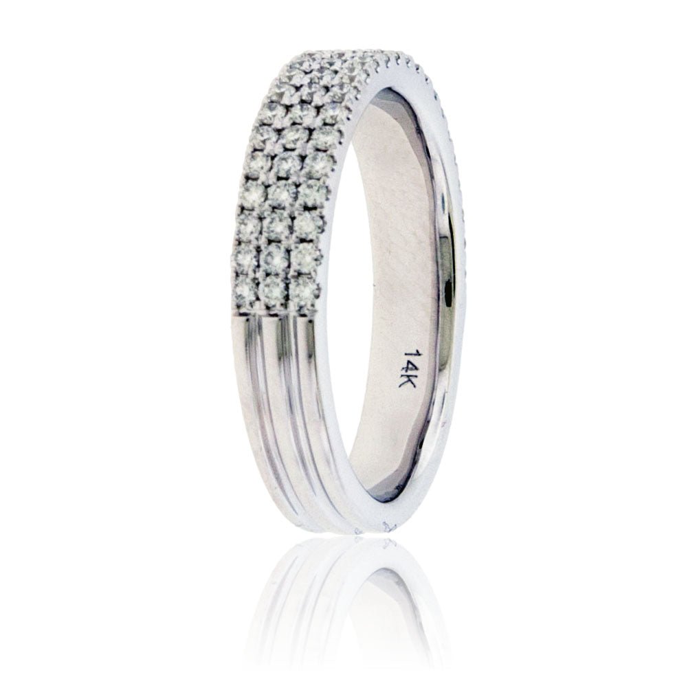 Three Row Diamond Pavé Yellow Gold Band - Park City Jewelers
