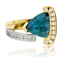 Trillion Blue Zircon, Diamond Channel Set Style Ring - Park City Jewelers