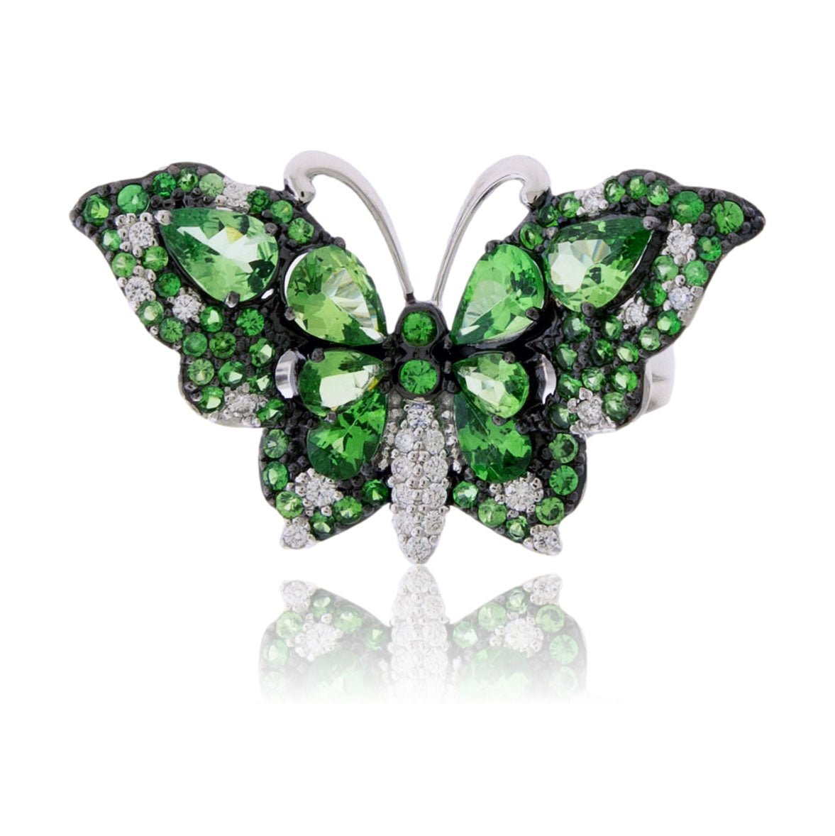 Tsavorite Garnet Winged Butterfly & Diamond Ring - Park City Jewelers