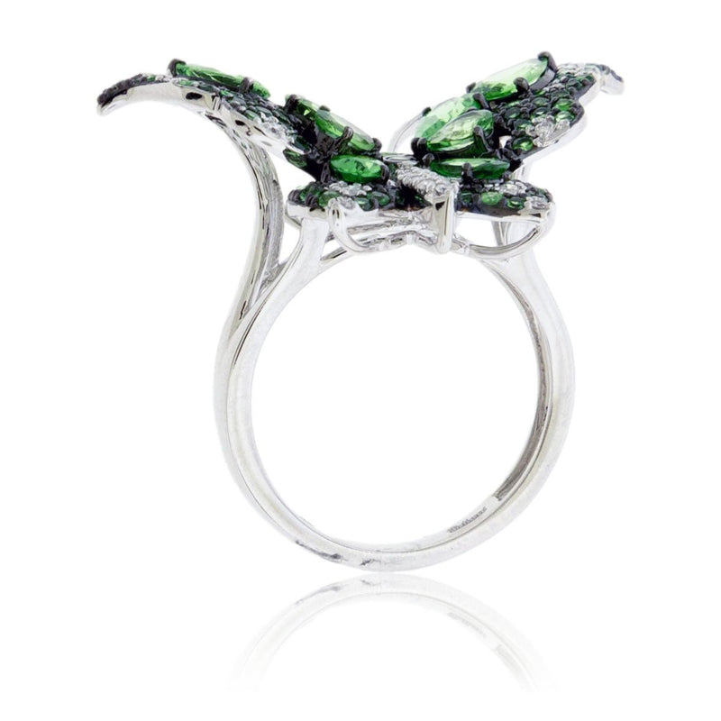 Tsavorite Garnet Winged Butterfly & Diamond Ring - Park City Jewelers