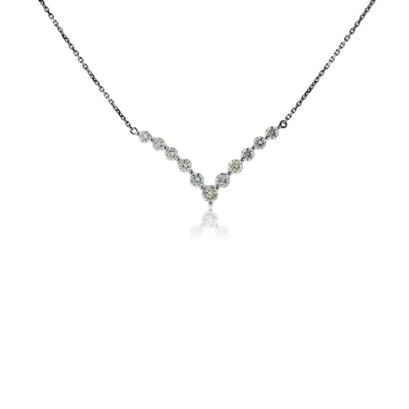 V Shaped Diamond Row Necklace - Park City Jewelers