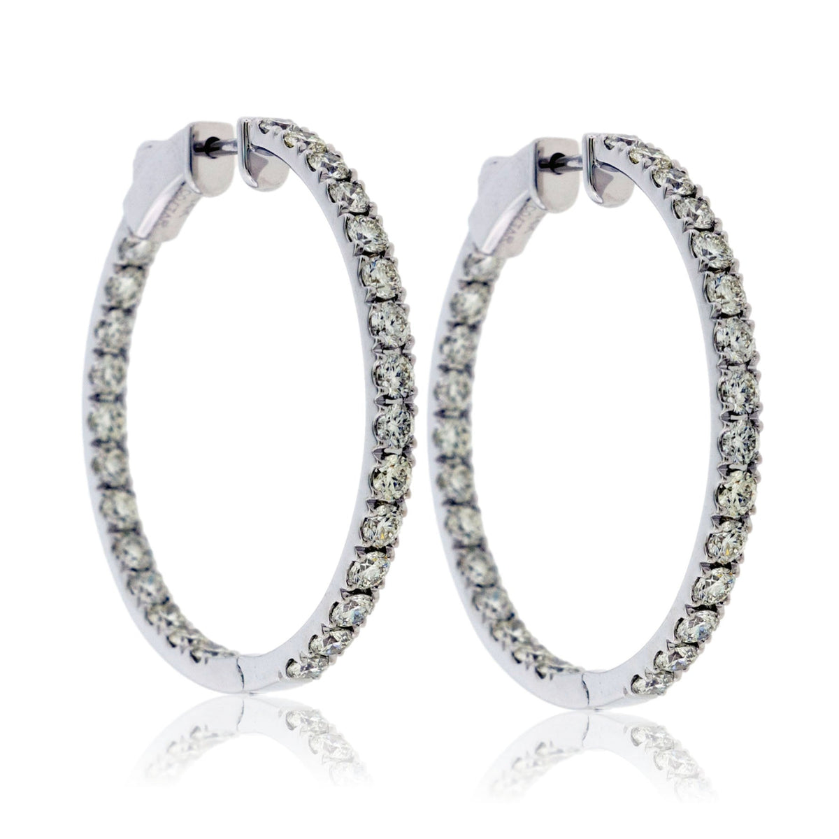 White Gold 4.0 Carat Inside Out Diamond Hoop Earrings - Park City Jewelers