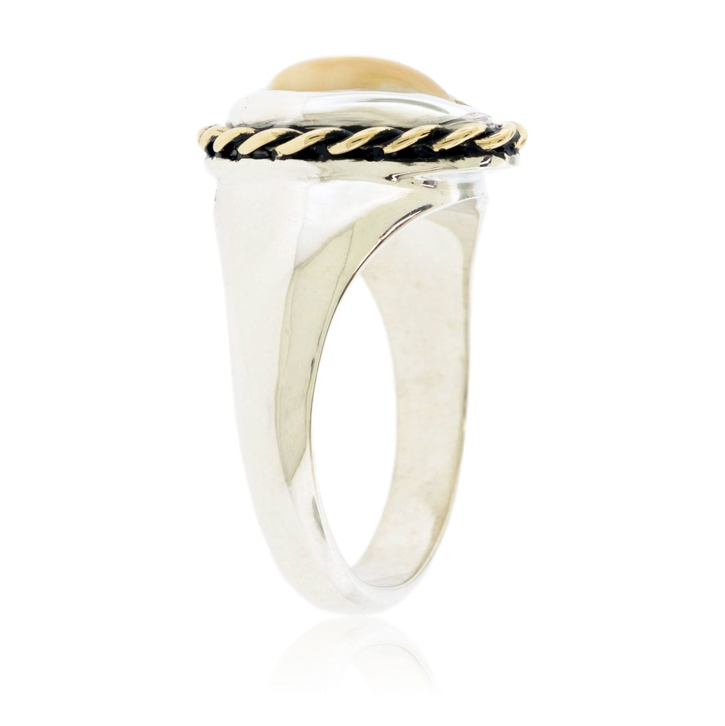 Wide Elk Ivory Tooth Trophy Braided Ring - Park City Jewelers