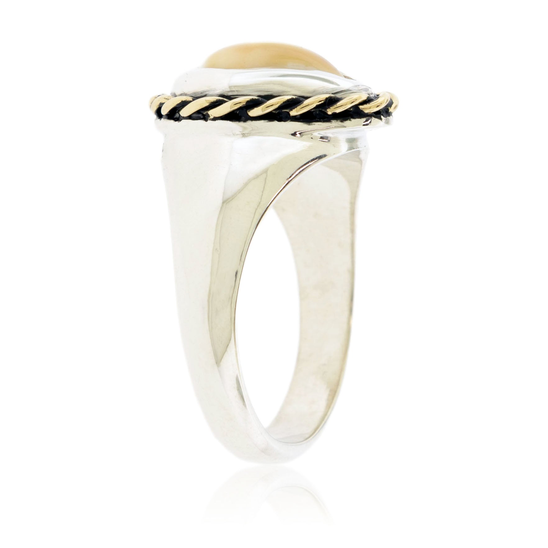 Wide Elk Ivory Tooth Trophy Braided Ring - Park City Jewelers