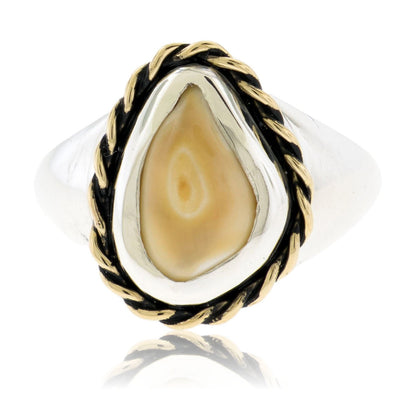 Wide Elk Ivory Tooth Trophy Braided Ring - Park City Jewelers