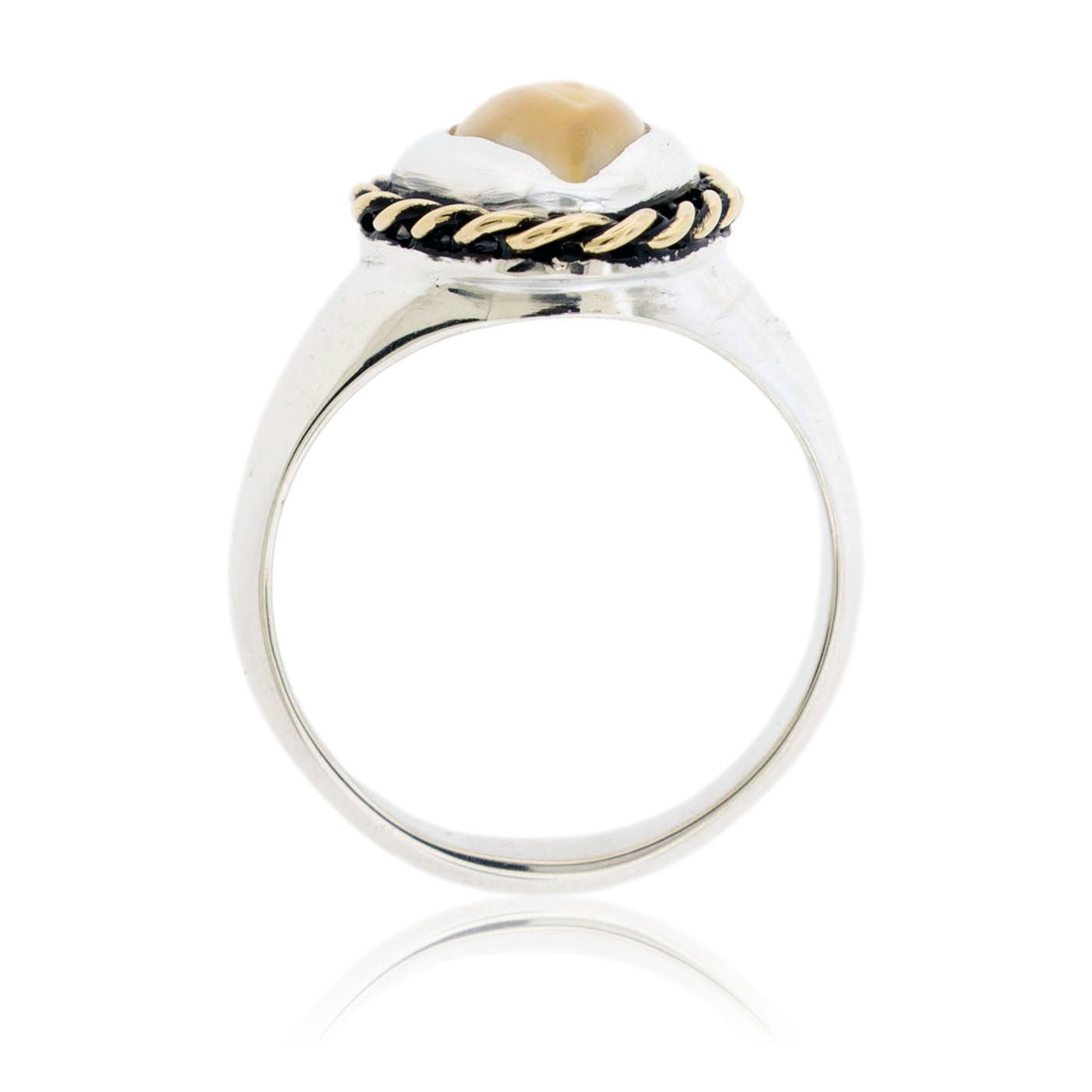 Wide Elk Ivory Tooth Trophy Braided Ring - Park City Jewelers