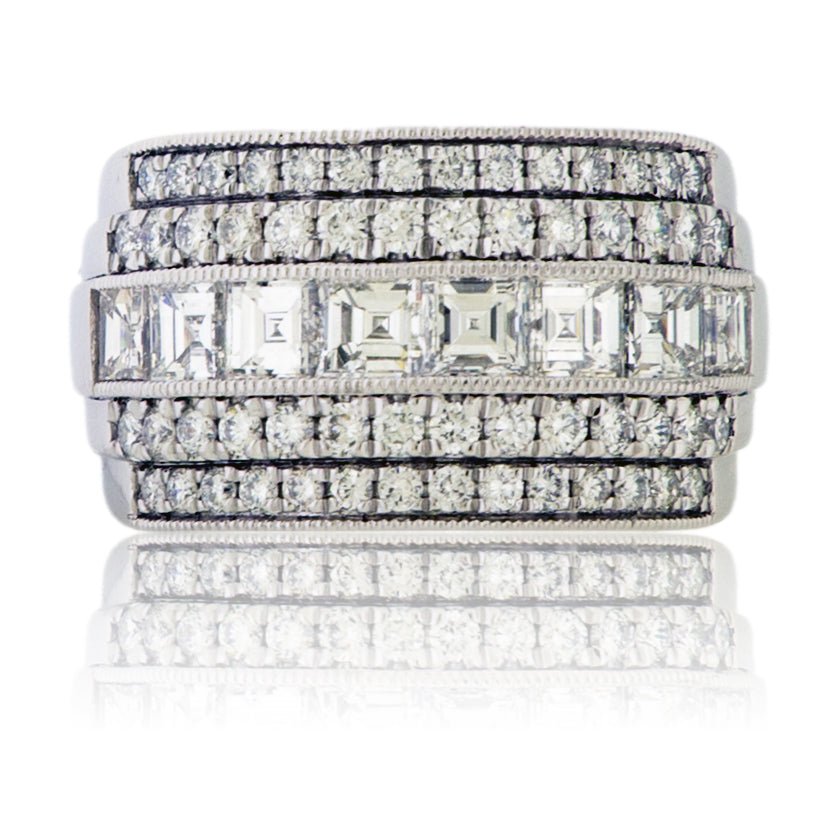 Wide Square Diamond and Round Diamond Band - Park City Jewelers