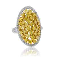 Yellow Diamond & Diamond Halo Oval Shape Ring - Park City Jewelers