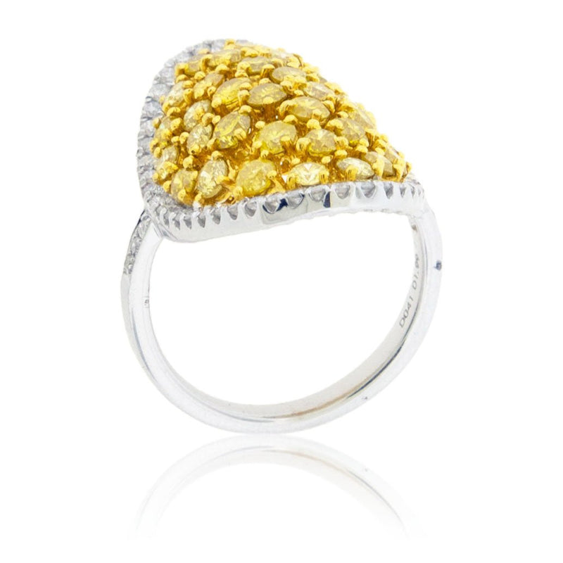 Yellow Diamond & Diamond Halo Oval Shape Ring - Park City Jewelers