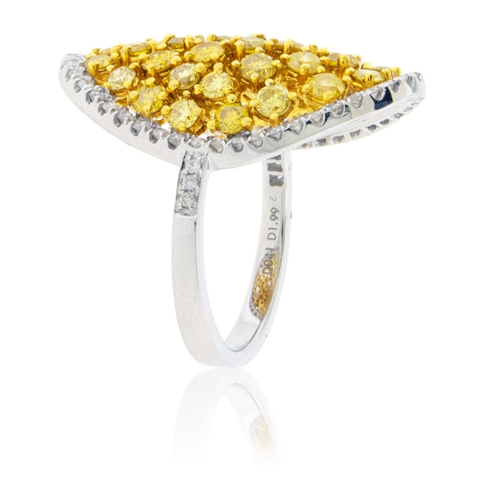 Yellow Diamond & Diamond Halo Oval Shape Ring - Park City Jewelers