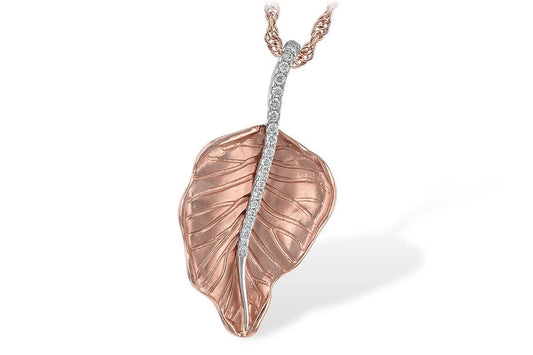 Yellow Gold Diamond Leaf Pendant with Chain - Park City Jewelers